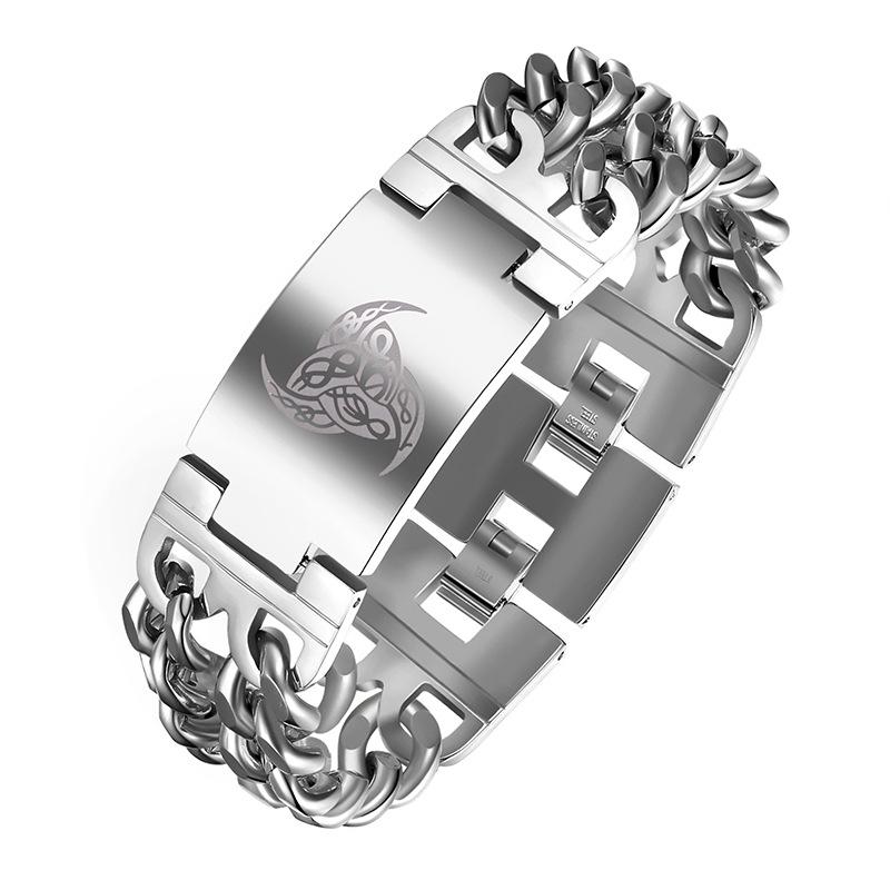 Nordic Viking Rune Totem Triangle Wheel Fashion Dominance Men's Cuban Bracelet 2025