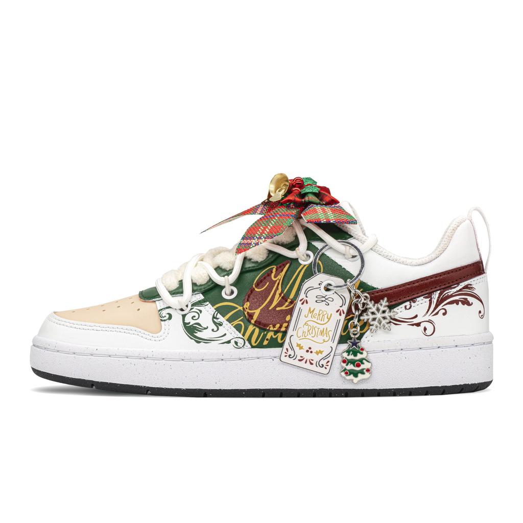 Nike Court Borough Low top Skateboard-Schuhe GS Grün Rot Weiß DV5456-108(TeamA-S-BOX)