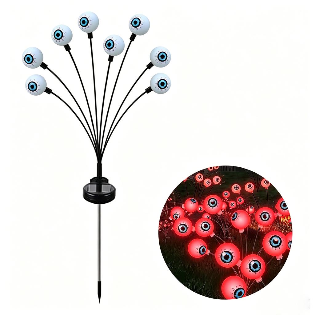 Outdoor Solar Powered Eyeball Garden Stake Lights with Multiple Moving Eye Balls for Halloween Yard Decoration Waterproof Ground Spike Lighting