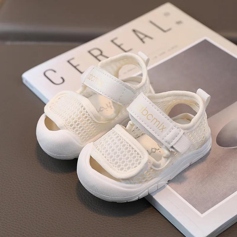 Kids Sandals Summer Shoes for Little Toddlers Boy Girl Children Net Shoes Air Mesh Cut-outs Hollow Toe-covered Sandal