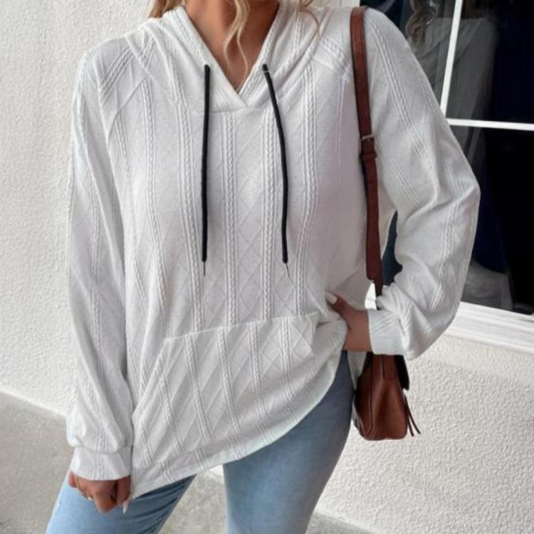 Oversized Hooded Sweatshirt Women Pullover Knit Sweater Casual Fall Top Long Sleeve with Pocket