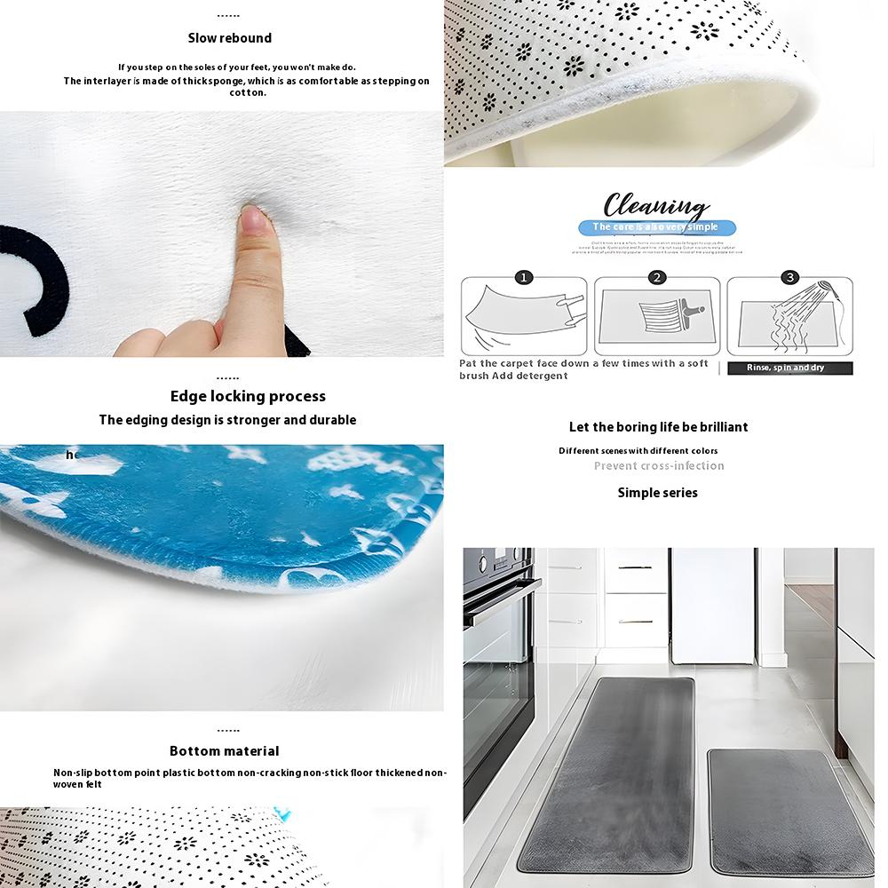 Fish Scales Pattern Floor Mat Cozy Flannel Soft Thick Non-Slip Mat For Living Room Bedroom Kitchen Decor Rugs