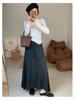 Korean Style High Waist Knitted A-Line Midi Skirt for Women