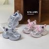 2026 Spring/Summer Kids' Korean Pearl Bow Mesh Sneakers