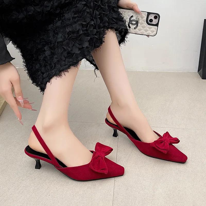 2025 New Plus Size Slingbacks Women's High Heels New Butterfly-knot Office and Career Best Seller Toe Sandals Zapatos