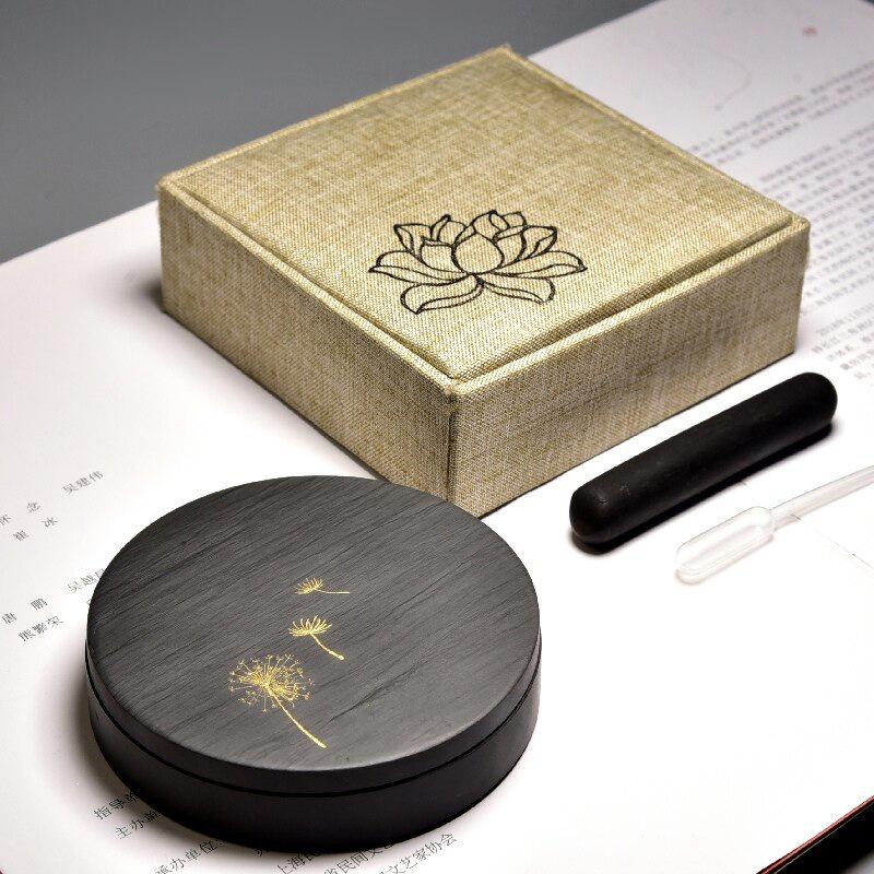 Small Anhui Sheyan Inkstone with Lid for Calligraphy, Four Treasures of Study