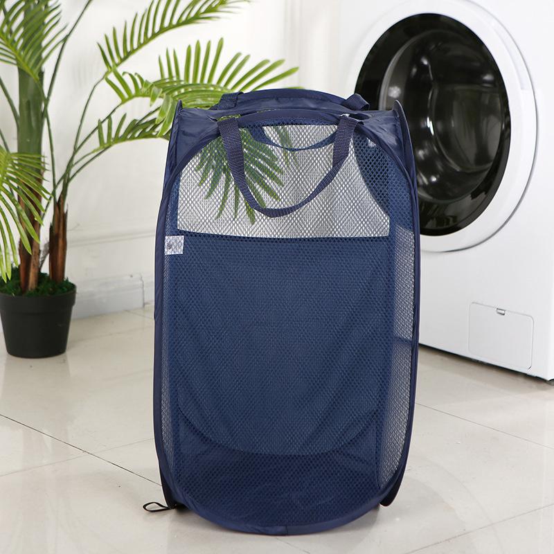 Collapsible Pop-Up Laundry Hamper Household Mesh Washable Dirty Clothes Toy Doll Storage Bathroom