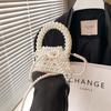 Casual Cute Imitation Pearl Bow Hollow Women's Earphones Change Bag Summer New Women's Shoulder Messenger Bag