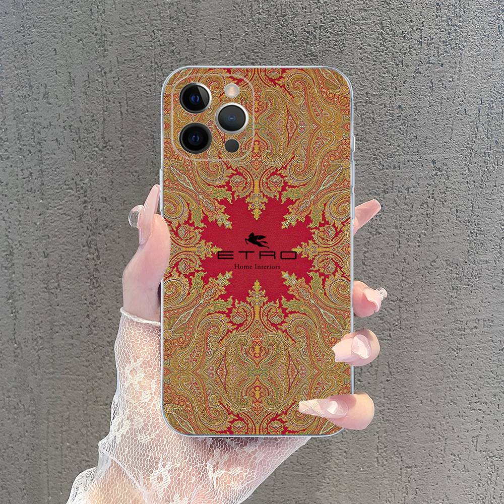 Luxuxy E-ETRO Logo Transparent Phone Case For IPhone 17 Air 16 Pro Max 15 14 13 12 11Plus Shockproof Cover