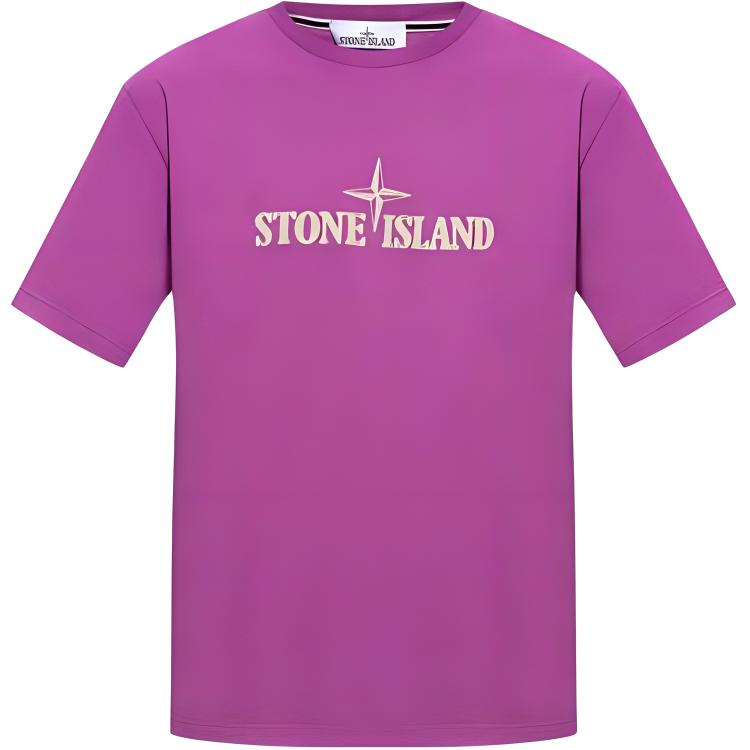 

Stone Island Logo Print Round Neck Short Sleeve T-Shirt Men Tops Purple 781521579-V0045 XL