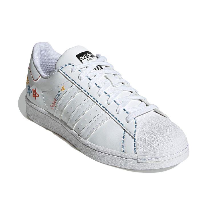 Adidas Originals Superstar Series Casual Breathable Low-Top Skate Shoes Unisex Sneakers White Blue Yellow GZ3034