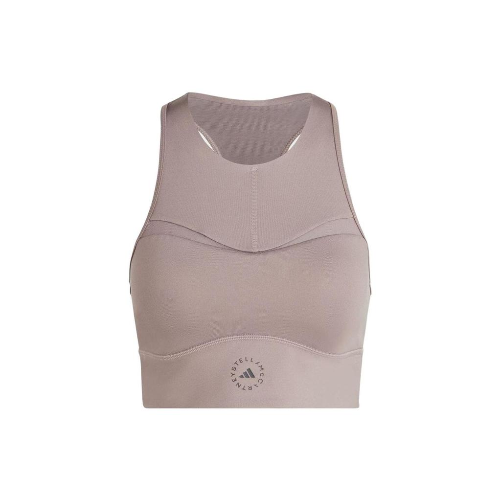 adidas Round Neck Cropped Slim Fit Logo Print Sleeveless Tank Top Women Tops Earth-Tone IT8250