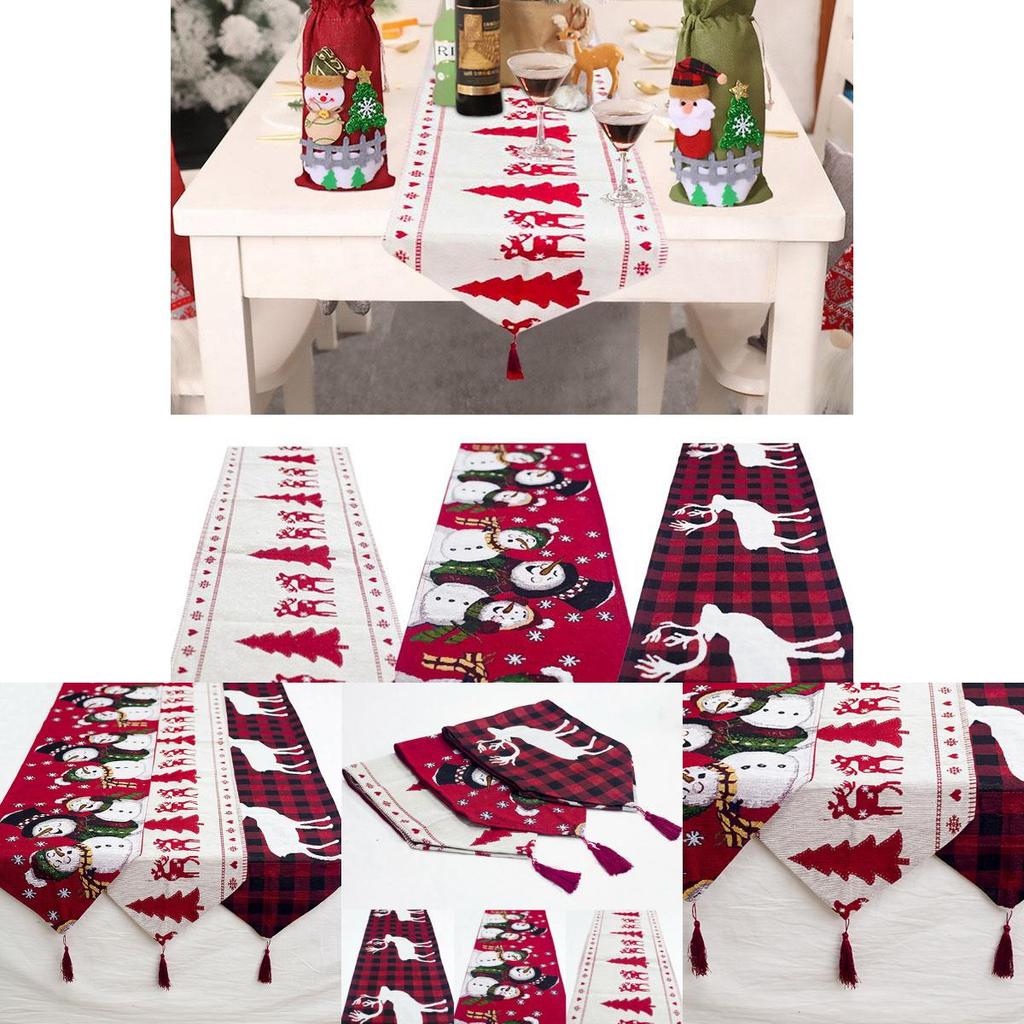 Luxuriöser bestickter Weihnachts-Tischläufer in klassischem Rot und Weiß