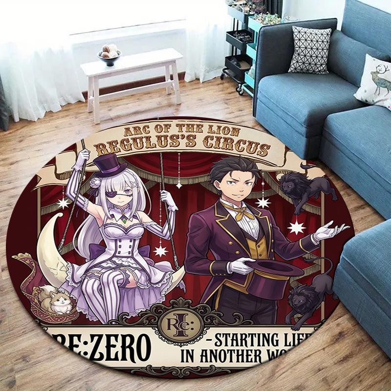 Re Zero Round Area Rug Carpet Rug For Living Room Bedroom Sofa Playroom Decor Nonslip Floor Mat