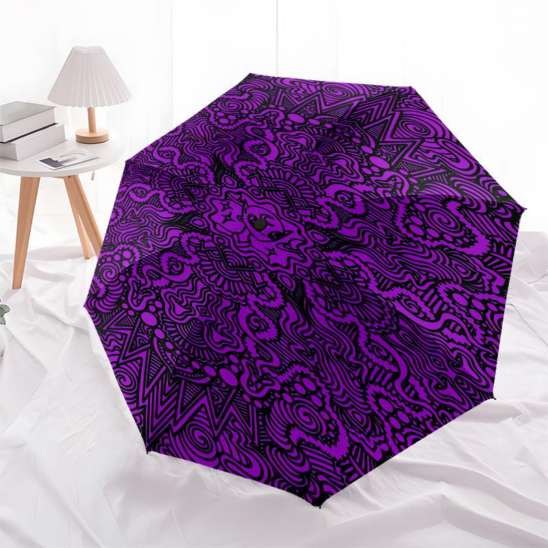 

1pc Purple Mandala with Abstract Patterns Umbrella with Plastic Handle,Compact & Stylish,Cartoon Pattern,Outdoor UmbrellaPT475