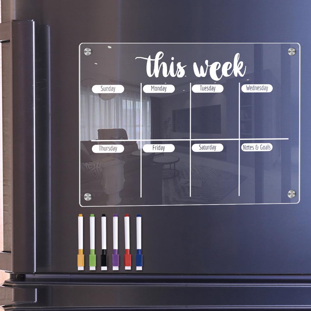 TYU367 Magnetic Acrylic Weekly Memo Board & Planner for Refrigerator