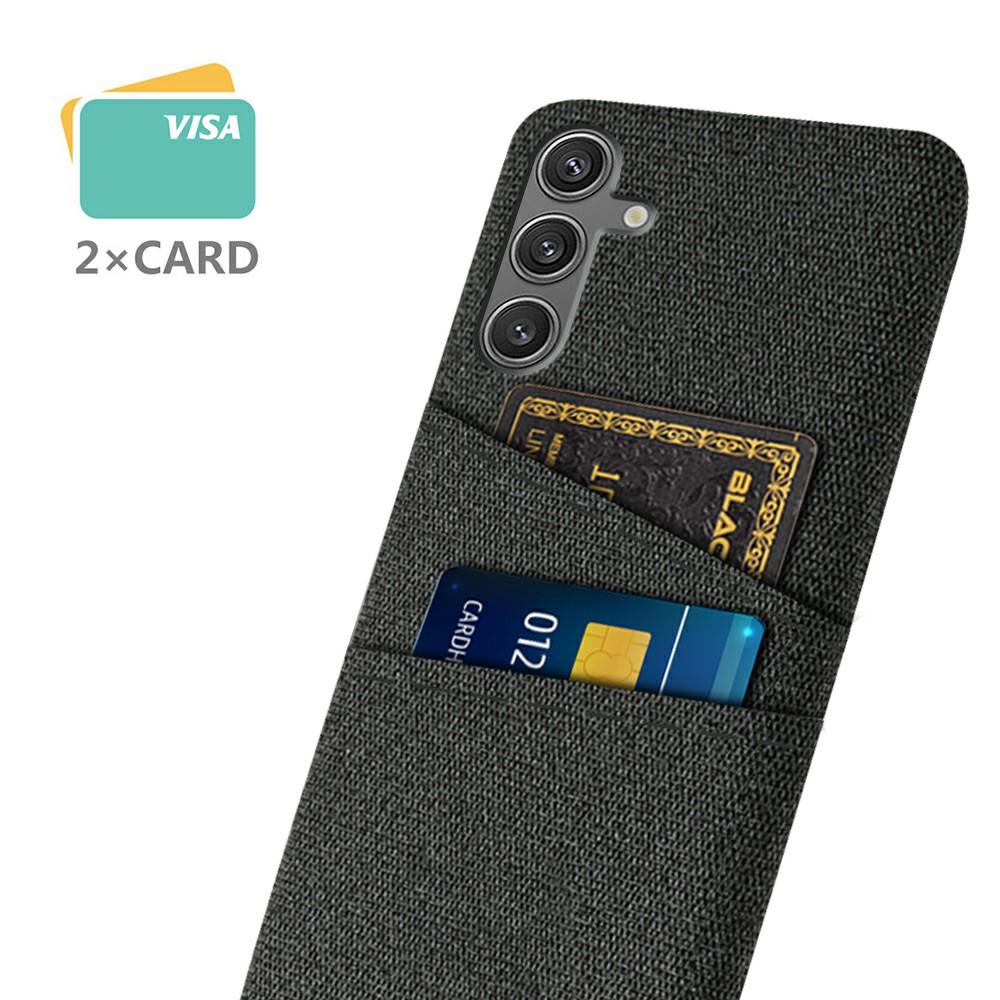 

For Samsung Galaxy S25 Case Cloth+Hard PC Phone Cover with Dual Card Slots Yellow
