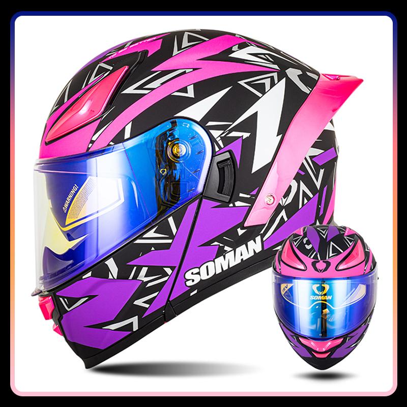 Dual Lens Flip Up Helmets for Motorcycle Moto DOT Approved Full Face Motorcycles Helmet Double Lens Modular Helmet