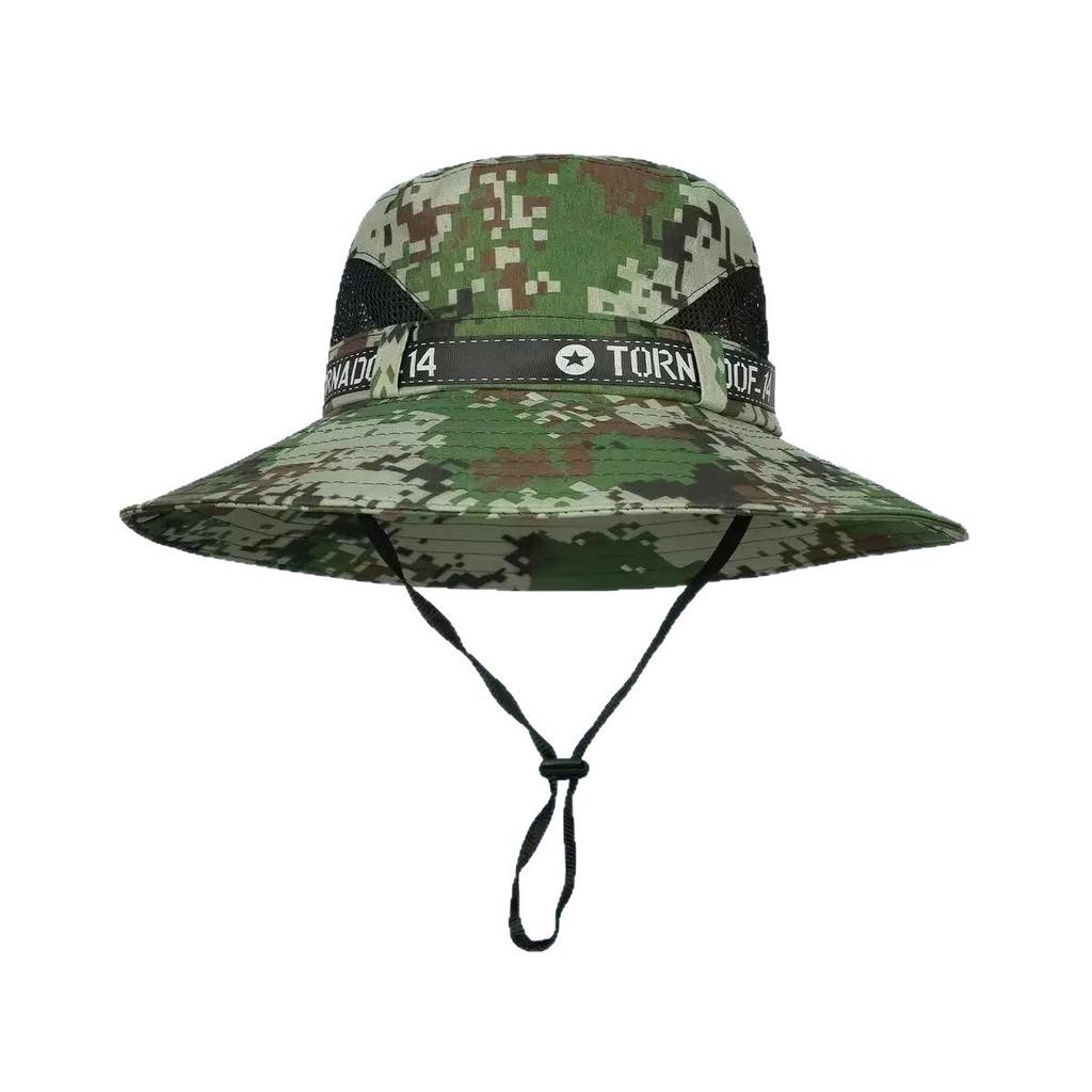 Bucket hat men's summer sun protection camouflage large brim sun hat outdoor breathable fishing hat mountaineering hat sun hat
