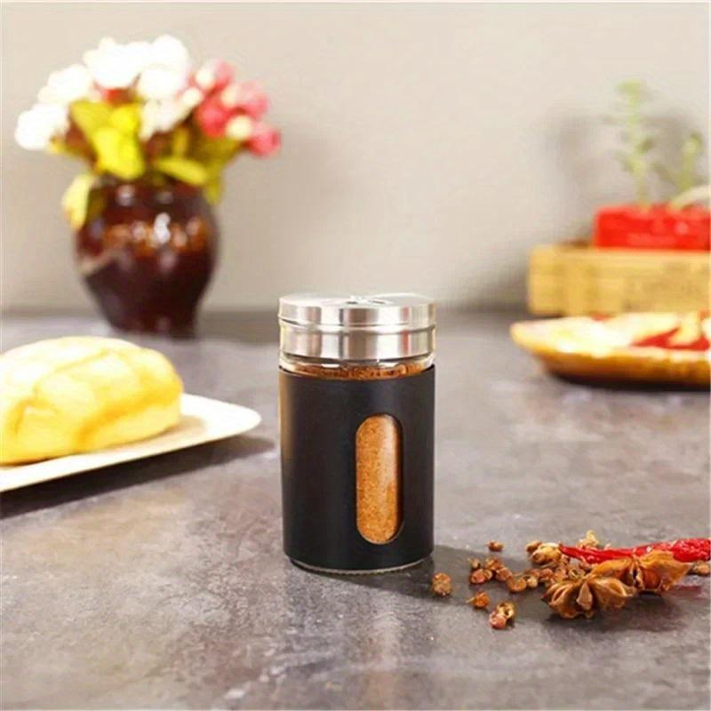 2PCS Stainless Steel Seasoning Bottle Peppercorn Seasoning Bottle Outdoor Barbecue Tools Porous Rotating Lid Seasoning Bottle