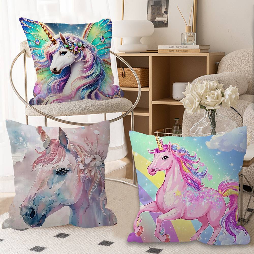 1Pc Cartoon Rainbow Unicorn Cushion Cover Car Throw Pillow Case For Sofa Car Christmas Gift 40X40Cm 45X45Cm
