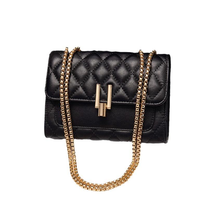Women's Leather Single-shoulder Bag, Crossbody Small Square Bag, Diamond-shaped Chain Bag