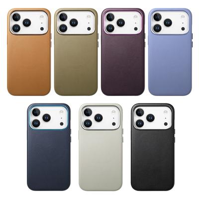 Business Sle für Macsafe Lederhülle für IPhone 17 Pro Max Air 16 E 15 14 13 Pro Plus Starke Magnetische Kabellose Ladehülle