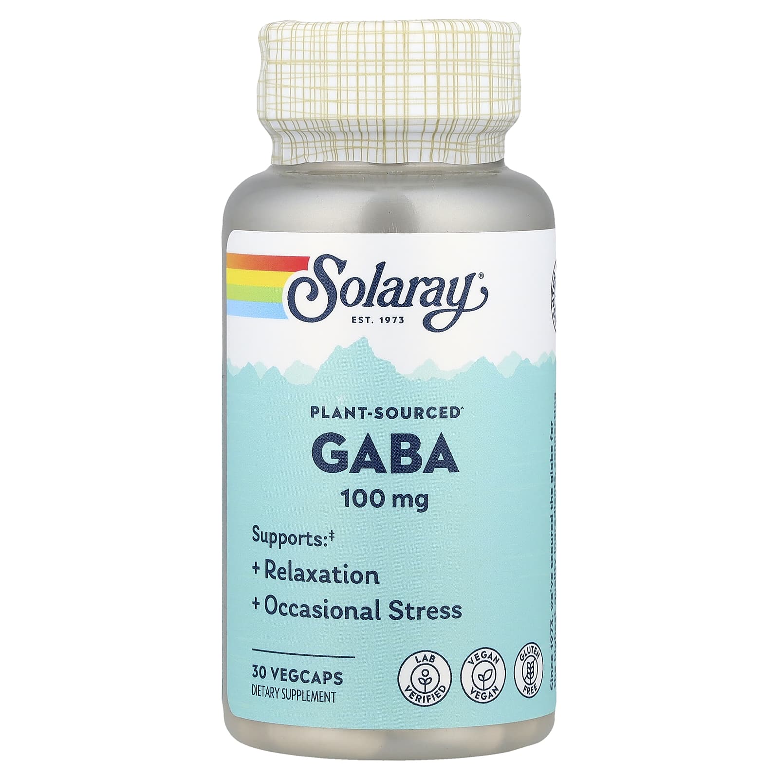 

Solaray, Plant-Based GABA, 100 mg, 30 Veggie Capsules