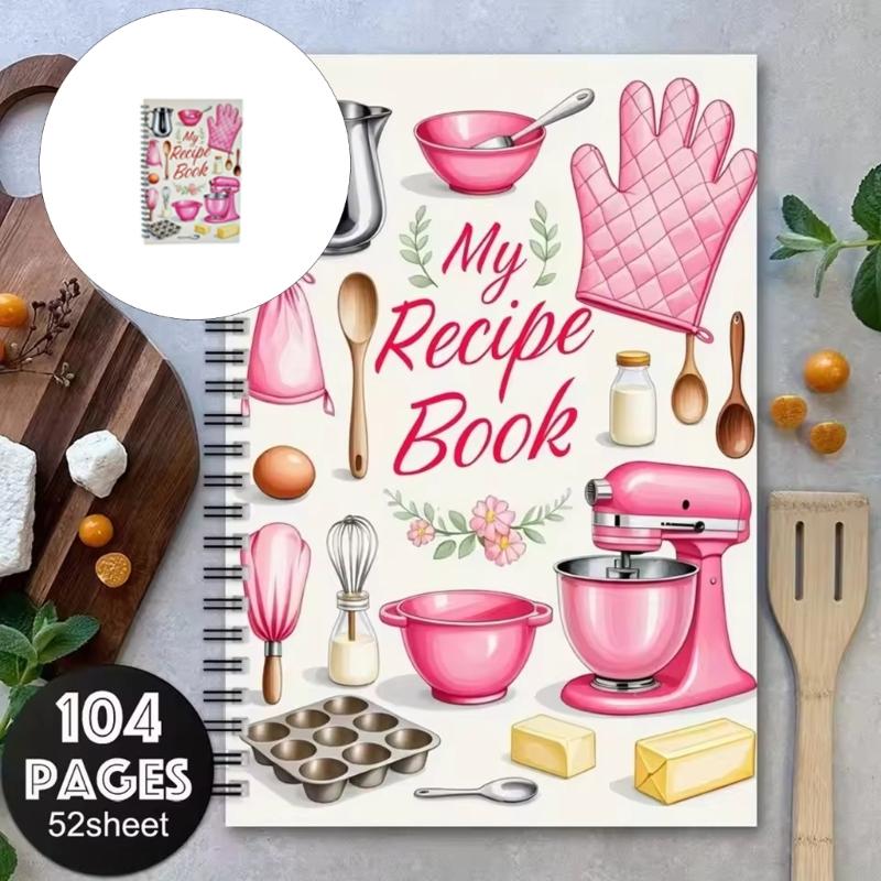 Coil Binding Recipe Planner Notebook for Writing and Meal Organization Cooking Book for Portability in Homes Kitchen Use