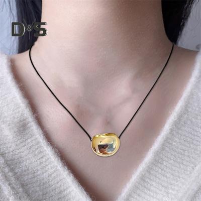 Oval Bead Clavicle Chain Necklace for Women Alloy Geometric Pendant Necklace Cord Collarbone Chain Accessory