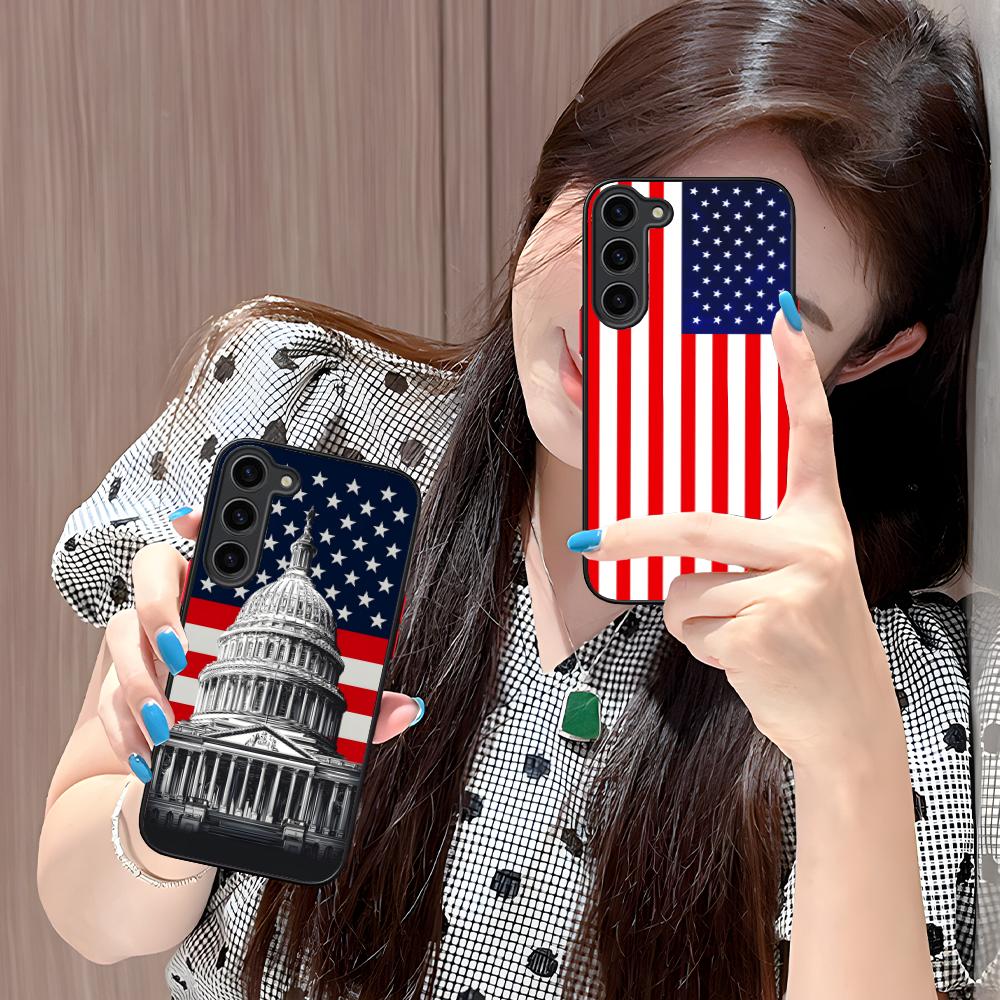 USA America Flag Silicone Mobile Phone Case for Samsung Galaxy S26 S25 S24 S23 S22 S21 Plus FE Ultra Colorful Cover