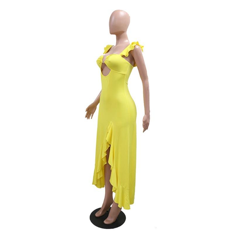 Women's Halter Dress with Cutout and Slit Dress
