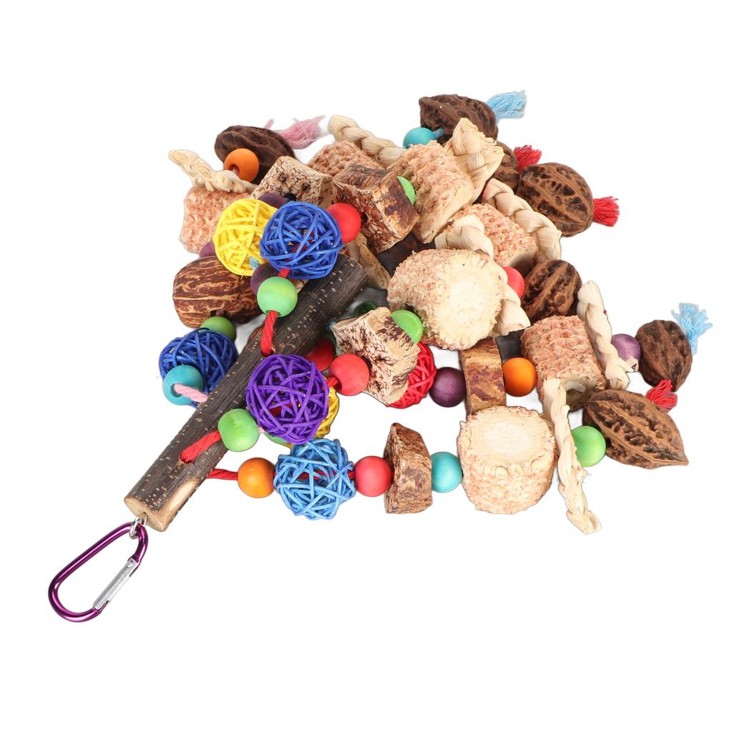 Bird Chew Toy Colorful Beak Grinding Boredom Relief Rattan Ball Corn Cob Nuts Parrot Chewing Toy