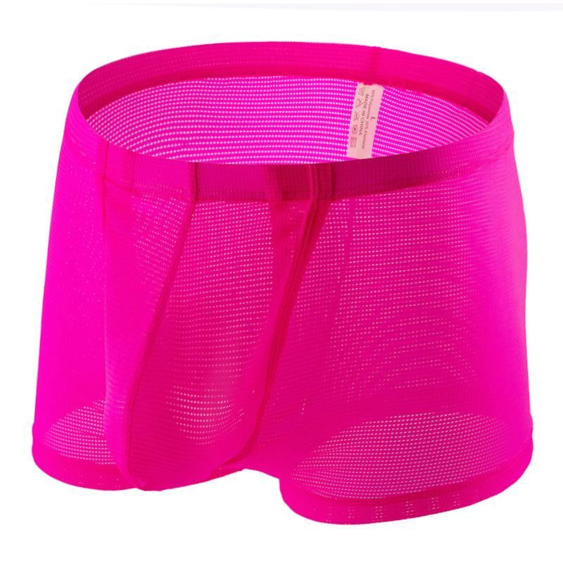 Men Boxers Briefs Fly Pouch Front Open Bulge Underwear Separated Pouch Trunks Mesh Breathable Panties Male Dual Pouch Underpant