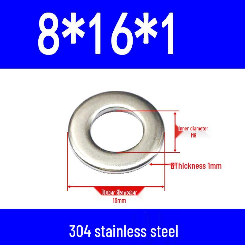 304 Stainless Steel Flat Gasket Washer, Metal Spacer for M2-M20.