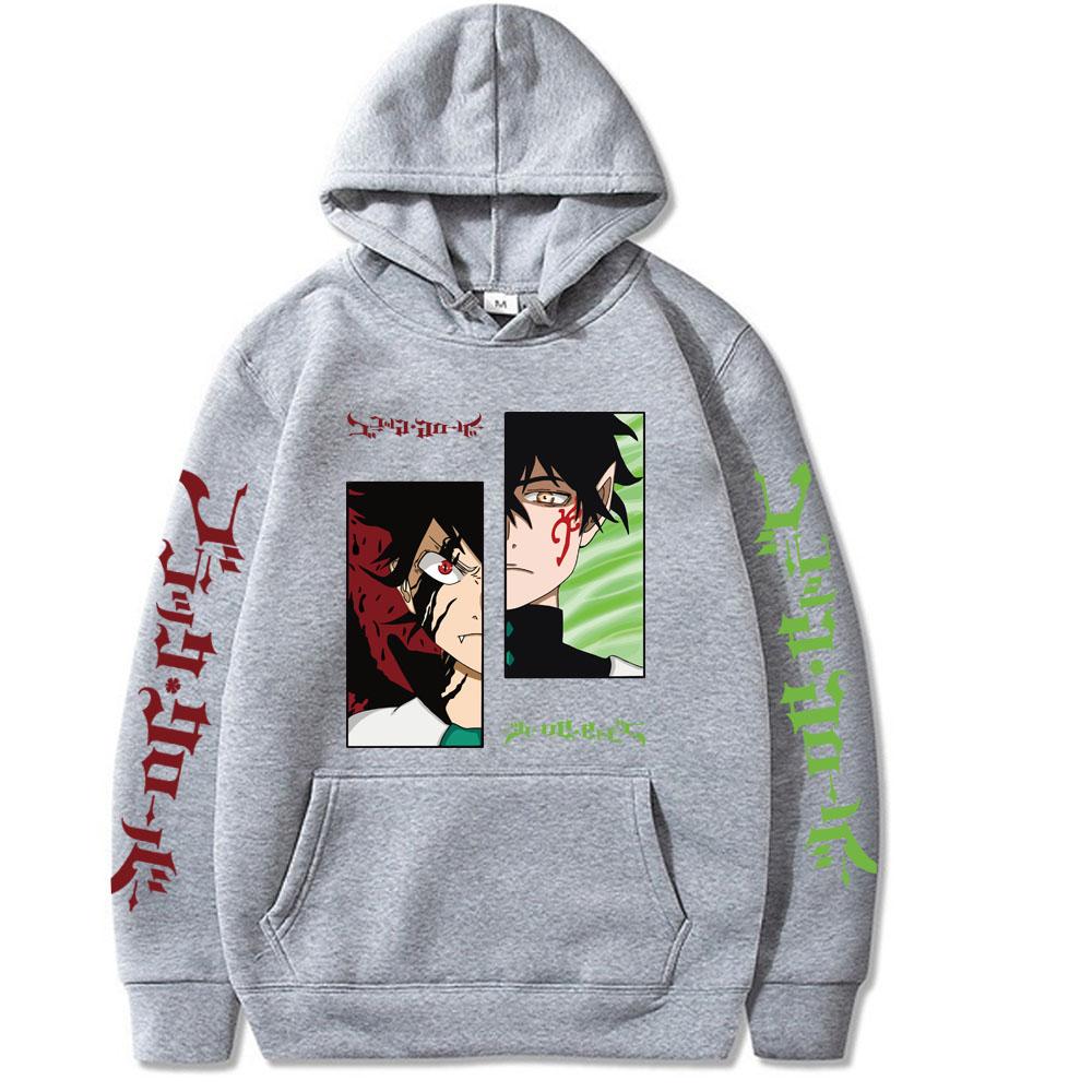 Japonské anime Černý jetel Asta Harajuku Mikiny Muži Ženy Mikiny Dlouhý rukáv Podzim Zima Oversized Streetwear Pulovr