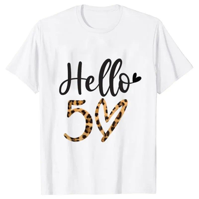 Women 50th Birthday Party T-shirts Birthday Squad Crew Tee Chapter Hello 50 Fabulous Leopard Graphic Tops Harajuku Summer Tshirt