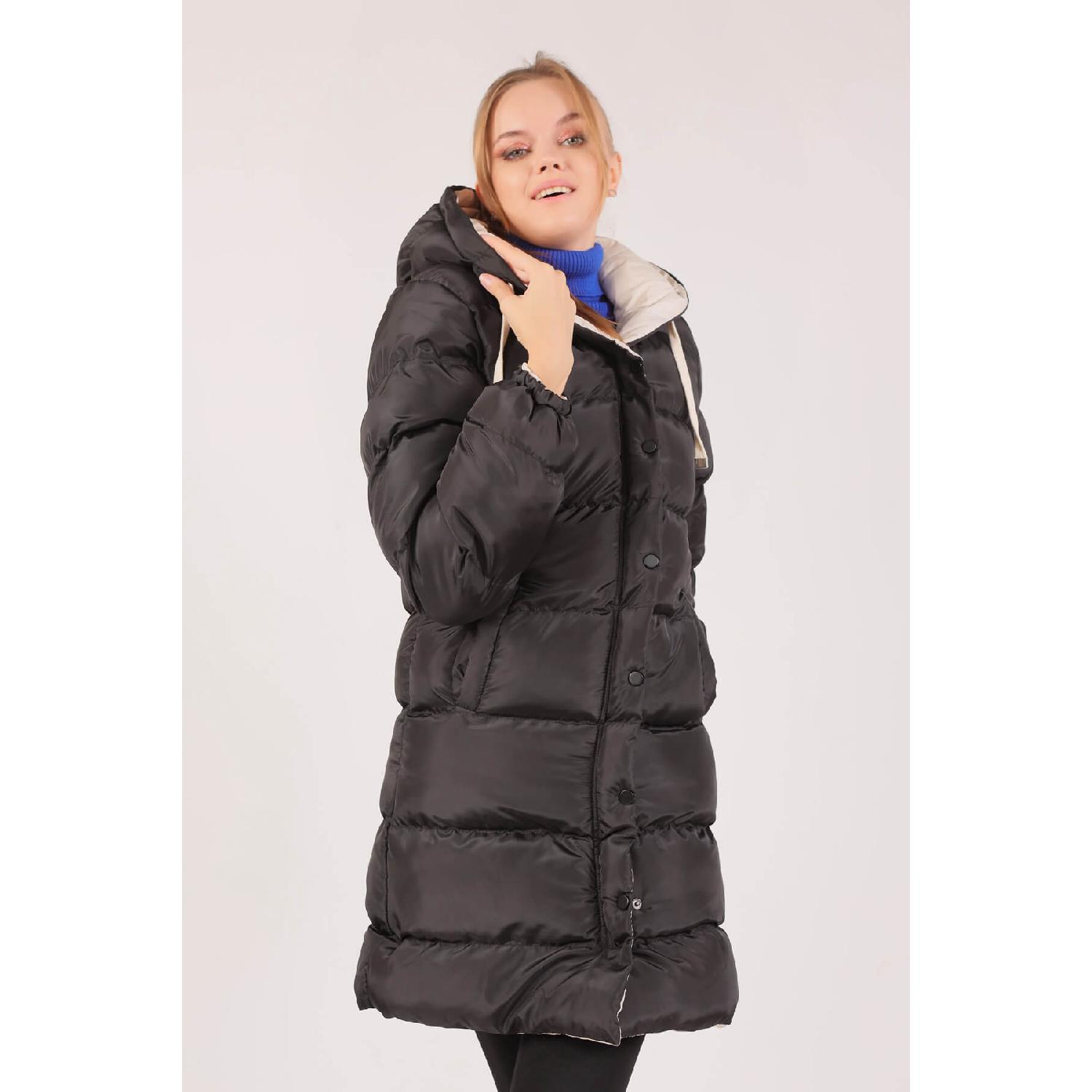 

0021-1 Черное Пальто Oversize – Цвет Подкладки Камень