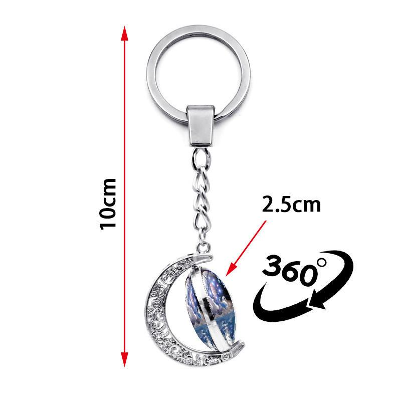 Mystical Starry Sky Double-sided Rotating Moon Pendant Keychain Creative Design
