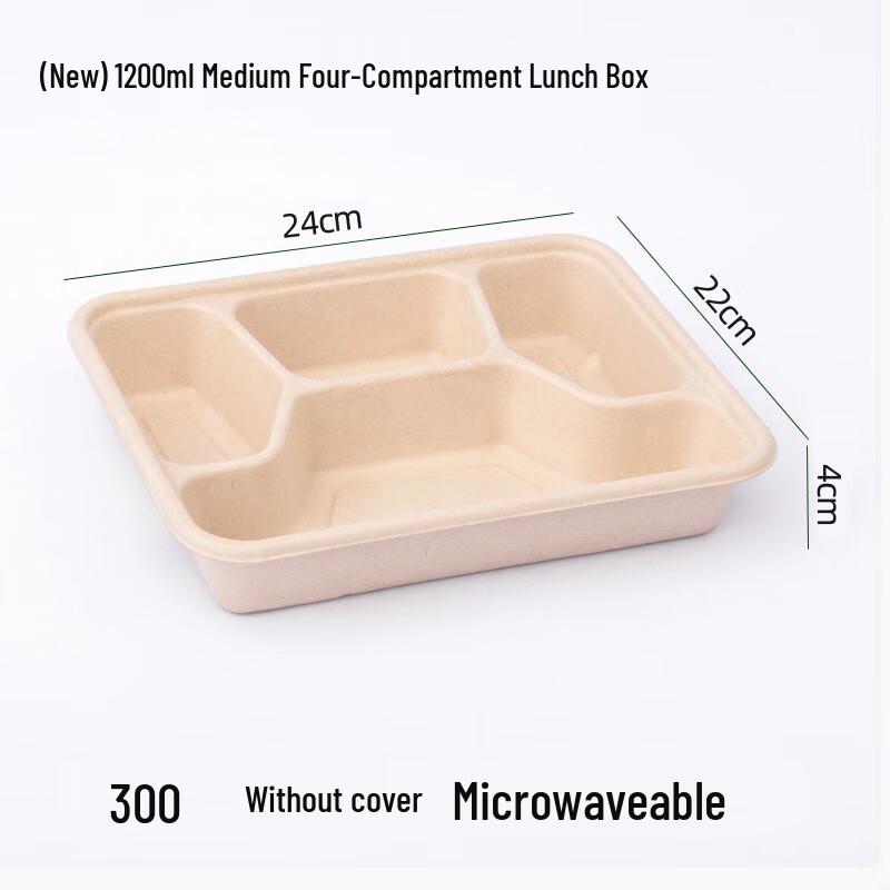 MOLUONA 1200ml Disposable 4-Compartment Paper Meal Boxes
