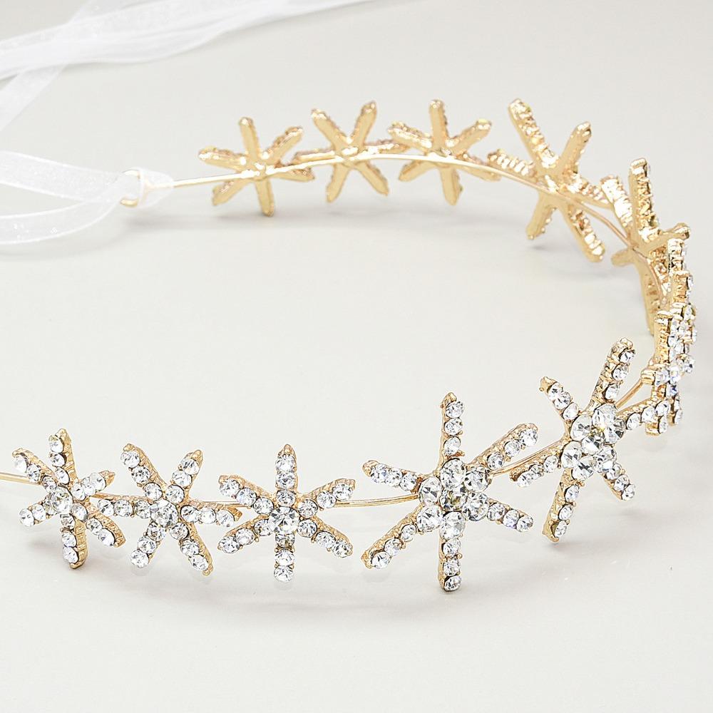 

Luxury Bridal Headwear Star Rhinestones Hairband Fashion Bride Headdress Hair Jewelry золотой
