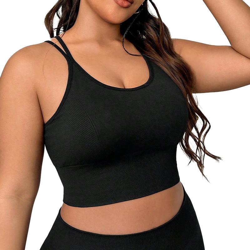 

Sexy Back High Elasticity Seamless Shock-Absorbing Sports Bra For Women, Running And Fitness Seamless Yoga Bra For Women XXXL чорний