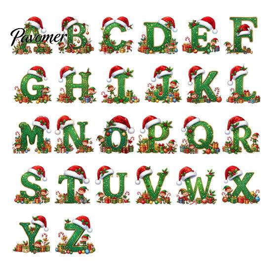 Holiday Tree Hanging Decor Personalized 26 Alphabet Christmas Ornament with Santa Hat Elf Design, Acrylic Cute Pendant for Mantel And Party