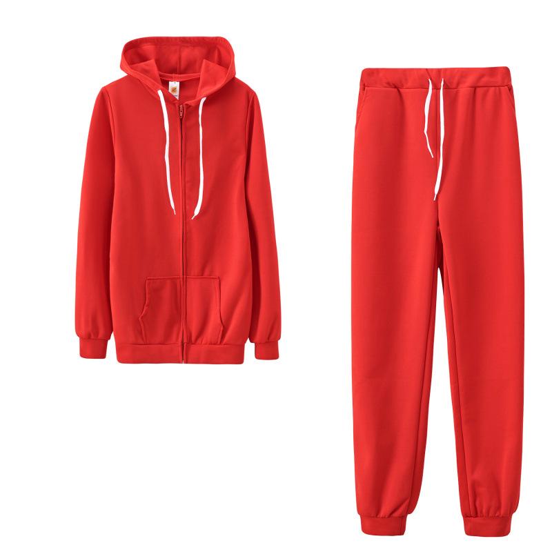

Autumn Women s Solid Color Hoodie Sweatshirt Sportswear Set Small ярко-красный