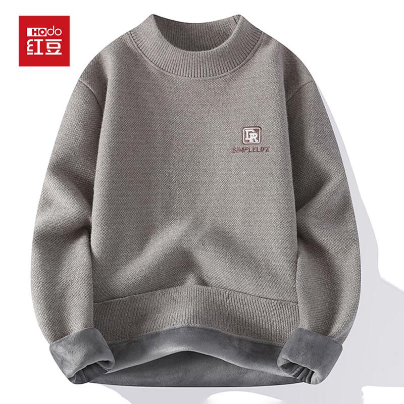 Hongdou Men's Fleece-Lined Thermal Pullover Sweater