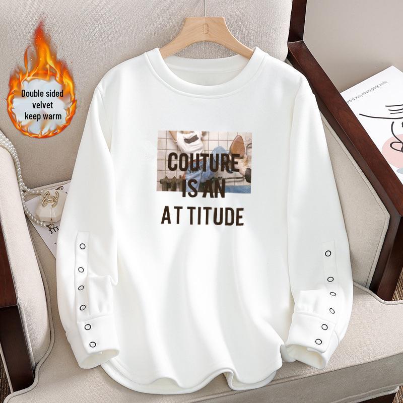 

Хлопковый свитшот с круглым вырезом большого размера - На флисовой подкладке, с длинным рукавом, свободного кроя 2XL (125-135 lbs)