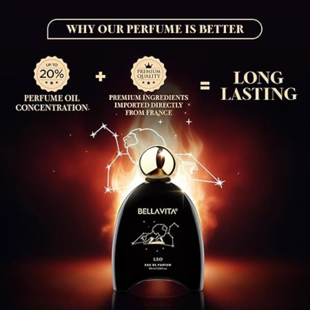 BELLAVITA Zodiac Collection Leo |EDP 100ml | Cinnamon, Cedarwood | Spicy, Woody & Vanilla Premium Unisex Fragrance for Men and Women