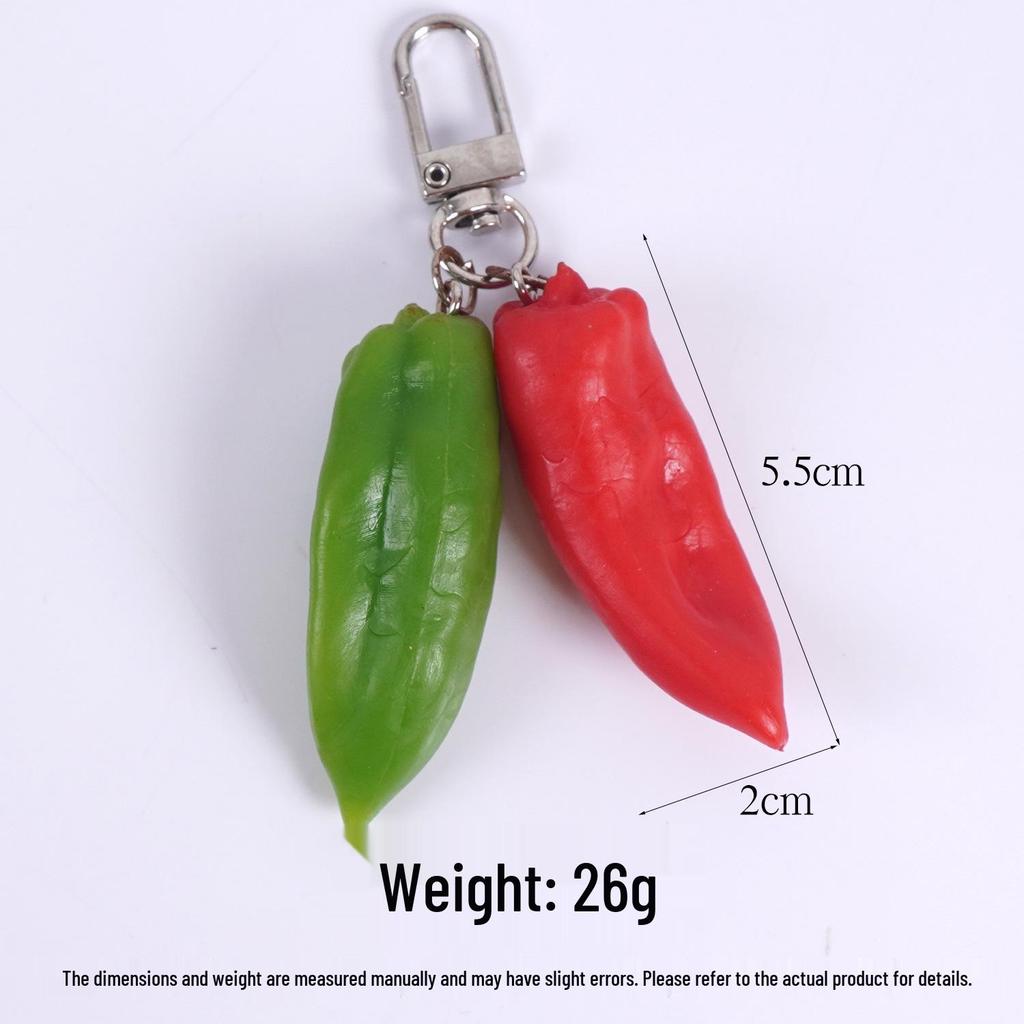 Creative Vegetable Keychain: Red, Green, Yellow Pepper & Garlic Toy Pendant
