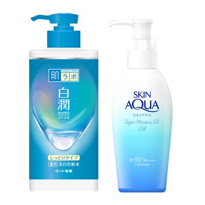 Hada Labo Shirojun Medicated Whitening Moist Large Capacity Pump X Skin Aqua Super Moisture Gel Pump 140g W Pump Set Lotion, 50+ [Product]