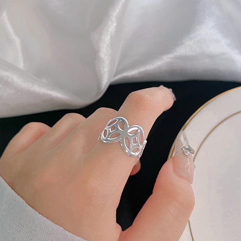 Retro S925 Sterlingsilber Bandring - Damen Anlaufbeständig, Luxuriös, Vielseitiger Offener Ring für den Zeigefinger